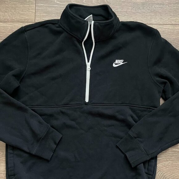 Nike Black White 1/4 Quarter Zip Long Sleeve Sweatshirt Size Medium - Picture 2 of 14